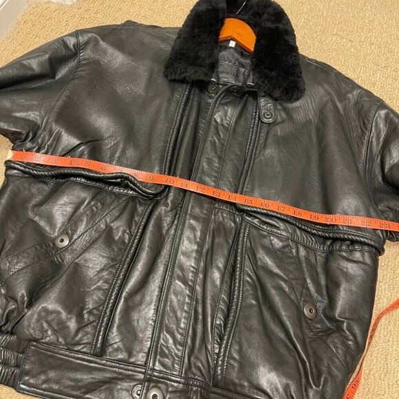 Vintage 1980s Rue Royale Leather Jacket w/ Fleece Collar – L - Picture 13 of 14